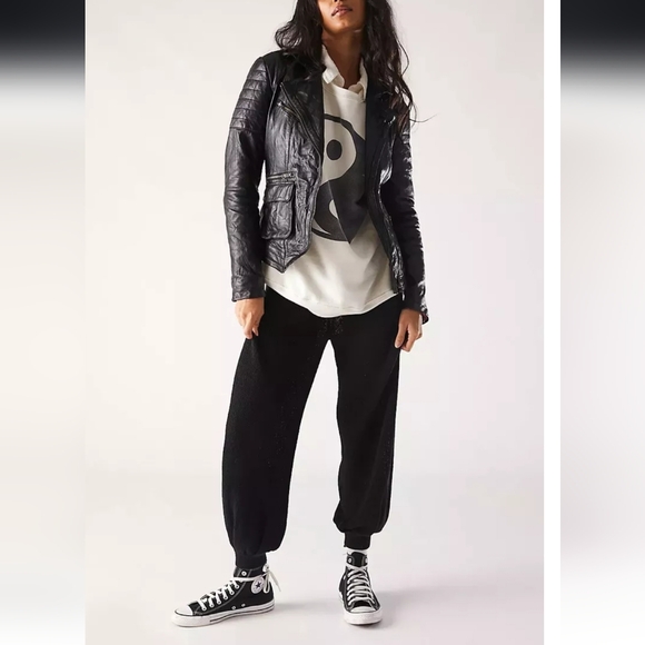 Free People Pants - Free People Oh Yeah Sweater Pants Linen Blend Jogger Styl Semi Sheer Black S NWT